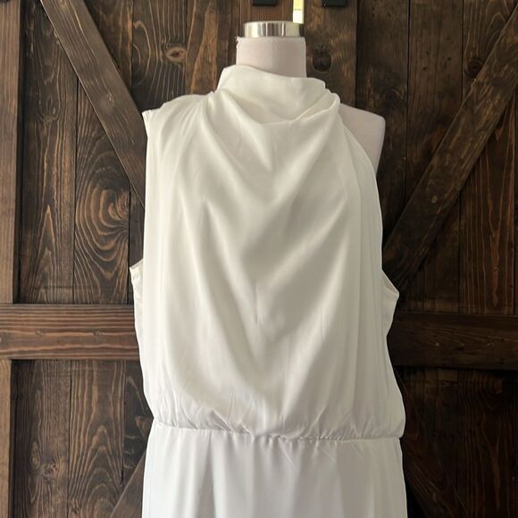 Prettygarden New Satin Elegant Sleeveless Mock Neck Cocktail Party Maxi Dress - Picture 2 of 13